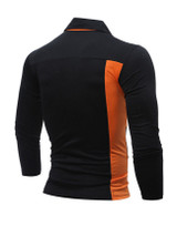 Casual Polo Collar Color Block Striped T-Shirt
