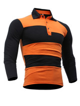 Casual Polo Collar Color Block Striped T-Shirt