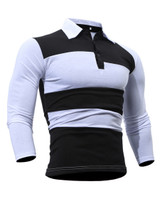 Casual Polo Collar Color Block Striped T-Shirt