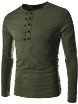 Casual Men's Plain Decorative Buttons V Neck T-shirts