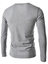 Casual Men's Plain Decorative Buttons V Neck T-shirts