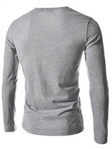 Casual Men's Plain Decorative Buttons V Neck T-shirts