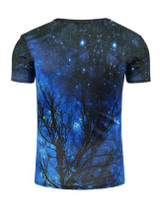 Casual Crew Neck Short Sleeve 3D Galaxy Tree Printed T-Shirt