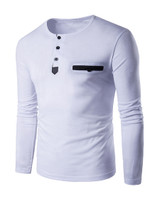 Casual Henley Collar Contrast Trim Fitted T-Shirt Casual Henley Collar Contrast Trim Fitted T-Shirt