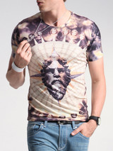 Casual Fitted Round Neck Printed T-Shirt