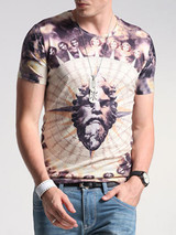 Casual Fitted Round Neck Printed T-Shirt