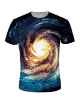 Casual Short Sleeve Crew Neck Space Printed T-Shirt
