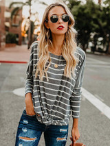 Fashion Long Sleeves Striped Sweater Tops