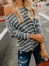 Fashion Long Sleeves Striped Sweater Tops