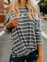 Fashion Long Sleeves Striped Sweater Tops