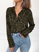 V-neck Leopard Bohemia Blouse Top