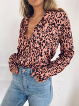 V-neck Leopard Bohemia Blouse Top