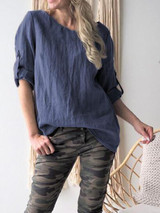 Short Sleeves Solid Color Blouses&shirts Tops