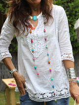 Asymmetric Solid Color Tassels Blouses&Shirts Tops