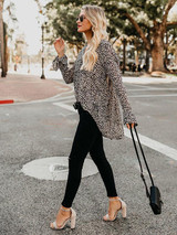 Fashion Leopard V-neck Bohemia Blouse Top