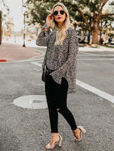 Fashion Leopard V-neck Bohemia Blouse Top