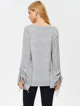 Lace-Up V-neck Blouses&Shirts Top
