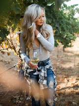 Loose Solid Color V-Neck Long Sleeves Sweater Tops Loose Solid Color V-Neck Long Sleeves Sweater Tops