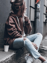 Loose Solid Color Long Sleeves Blouses&Shirts Tops