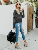 Stripes Loose Blouses&Shirts Top