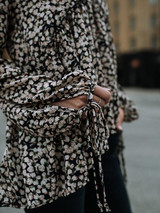 V-neck Chiffon Long Sleeves Floral Blouses&shirts Tops