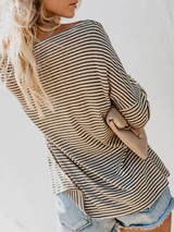 Simple Stripes Loose Blouses&Shirts Top