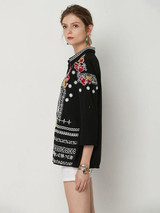 V-neck Black Blouses&shirts Tops