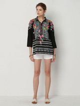 V-neck Black Blouses&shirts Tops