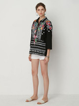 V-neck Black Blouses&shirts Tops