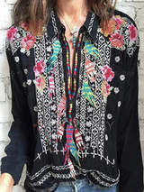 V-neck Black Blouses&shirts Tops