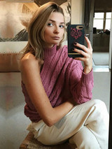 Sexy Solid Color Knitting Round-neck Sweater Tops