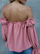 Off-the-shoulder Falbala Blouses&Shirt Top