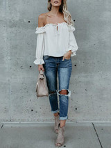 Off-the-shoulder Falbala Blouses&Shirt Top