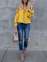 Off-the-shoulder Falbala Blouses&Shirt Top