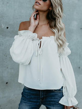 Off-the-shoulder Falbala Blouses&Shirt Top