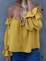 Off-the-shoulder Falbala Blouses&Shirt Top
