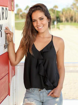 Falbala Spaghetti-neck T-shirts Tops
