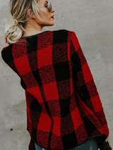 Fashion Plaid Lapel Long Sleeves Outwears Tops