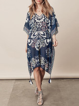 Printed Chiffon Loose Cover-Up Tops