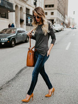 Solid Color Pocket Blouses&Shirts Top