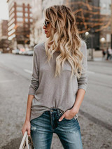 Solid Color Pocket Blouses&Shirts Top