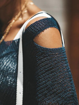 Holes Solid Color Round-neck Knitting Sweater Tops
