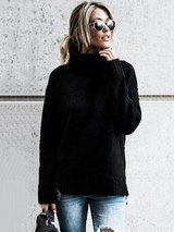 High-neck Loose Knitting Sweater Tops