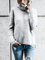High-neck Loose Knitting Sweater Tops