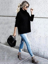 High-neck Loose Knitting Sweater Tops