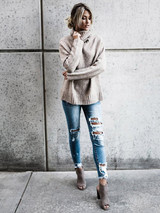 High-neck Loose Knitting Sweater Tops