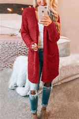New Solid Color Long Sleeve Pocket Cardigan