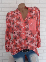 New Abstract Elegant Chiffon Stand Collar Blouses