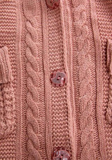 Pink Patchwork Single Breasted Pockets Long Sleeve High Neck Hooded Cardigan Sweater Coat