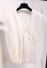 White Single Breasted Grenadine Irregular V-neck Fashion Vest